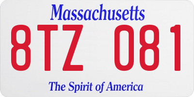 MA license plate 8TZ081