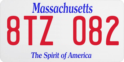 MA license plate 8TZ082