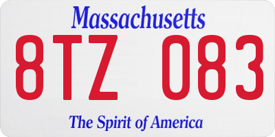 MA license plate 8TZ083