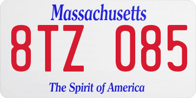 MA license plate 8TZ085