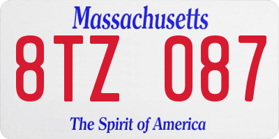 MA license plate 8TZ087