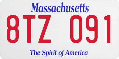 MA license plate 8TZ091