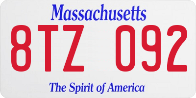MA license plate 8TZ092