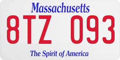 MA license plate 8TZ093
