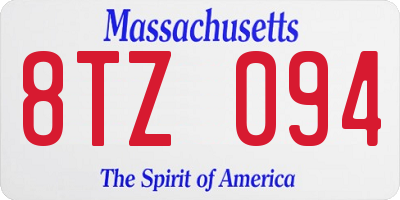 MA license plate 8TZ094