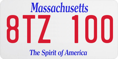 MA license plate 8TZ100