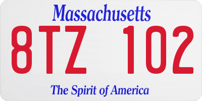 MA license plate 8TZ102