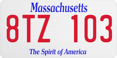 MA license plate 8TZ103