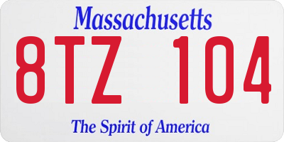 MA license plate 8TZ104