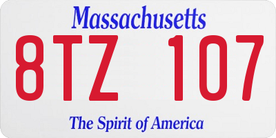 MA license plate 8TZ107