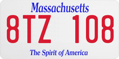 MA license plate 8TZ108