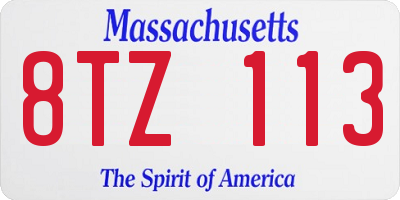 MA license plate 8TZ113