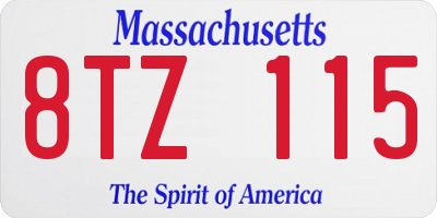 MA license plate 8TZ115