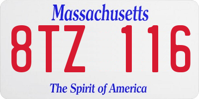 MA license plate 8TZ116