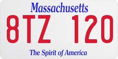 MA license plate 8TZ120