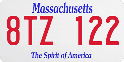 MA license plate 8TZ122