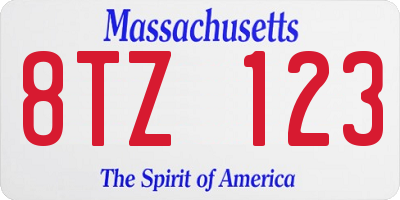 MA license plate 8TZ123
