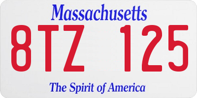 MA license plate 8TZ125
