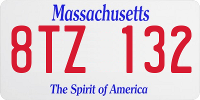 MA license plate 8TZ132