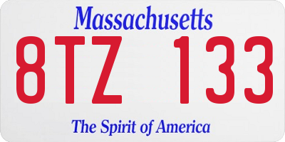 MA license plate 8TZ133