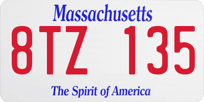 MA license plate 8TZ135
