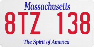 MA license plate 8TZ138