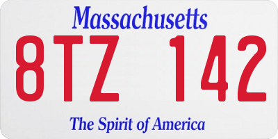MA license plate 8TZ142