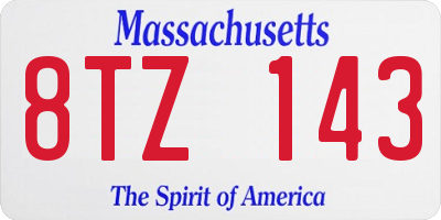MA license plate 8TZ143