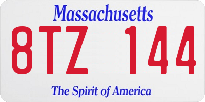 MA license plate 8TZ144