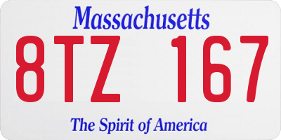 MA license plate 8TZ167