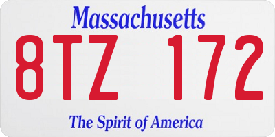 MA license plate 8TZ172