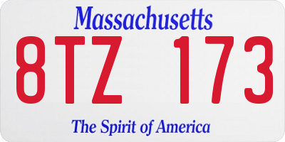 MA license plate 8TZ173