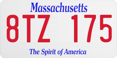 MA license plate 8TZ175