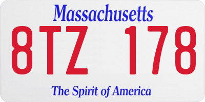 MA license plate 8TZ178
