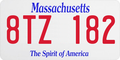 MA license plate 8TZ182
