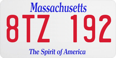 MA license plate 8TZ192