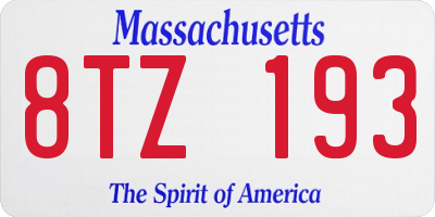 MA license plate 8TZ193