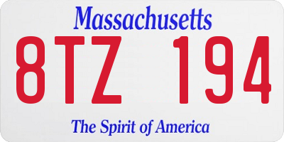 MA license plate 8TZ194