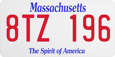 MA license plate 8TZ196