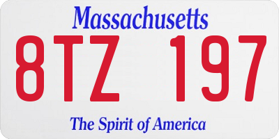 MA license plate 8TZ197