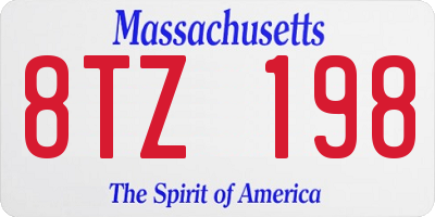 MA license plate 8TZ198