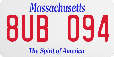 MA license plate 8UB094