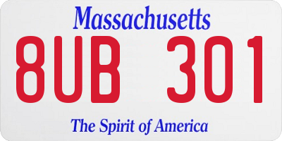 MA license plate 8UB301