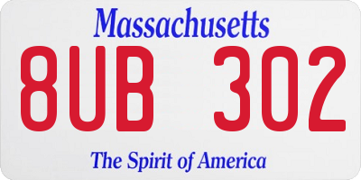 MA license plate 8UB302