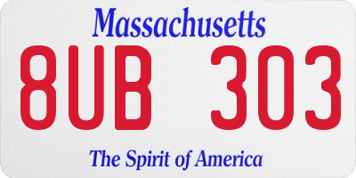 MA license plate 8UB303