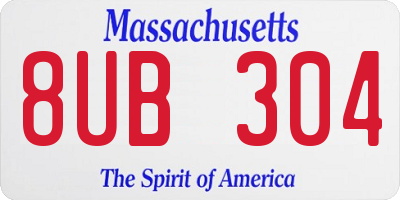 MA license plate 8UB304