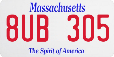 MA license plate 8UB305