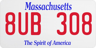 MA license plate 8UB308