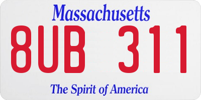 MA license plate 8UB311