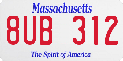 MA license plate 8UB312